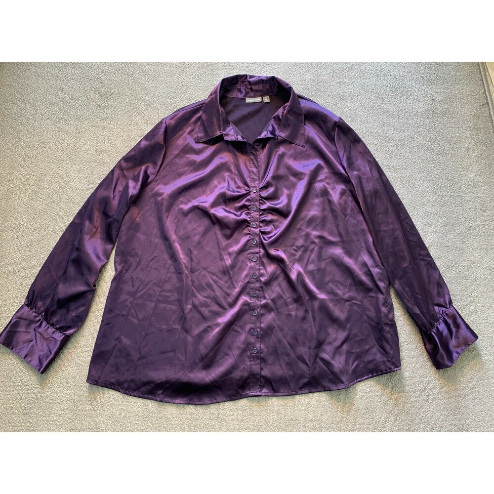 APT 9 Womens Shirt Long Sleeve Button Up Purple 3X light Weight